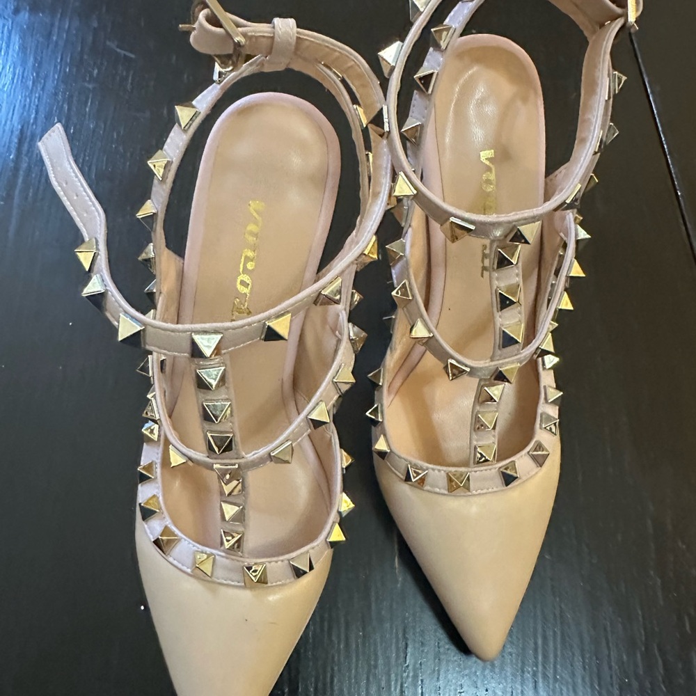 Elegant Nude Studded Heels